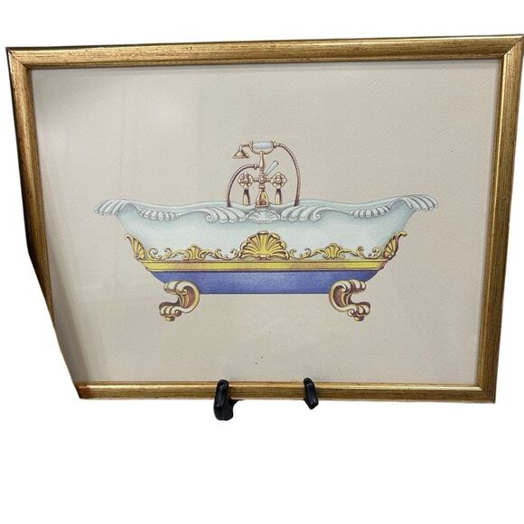 Vtg Pair of Framed Prints of Victorian-style Bathtubs by Artist Consuelo Gamboa - Picture 5 of 9